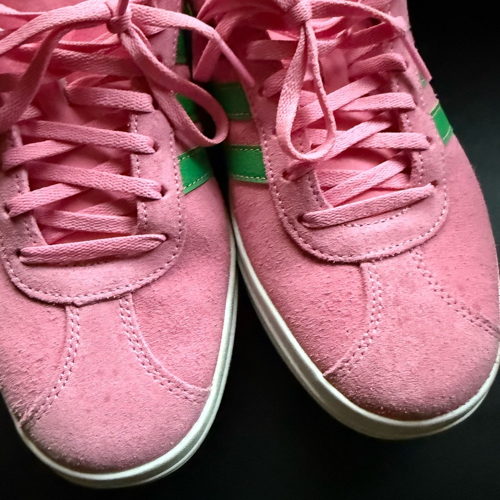 Adidas Women's Pink and Green Sneakers